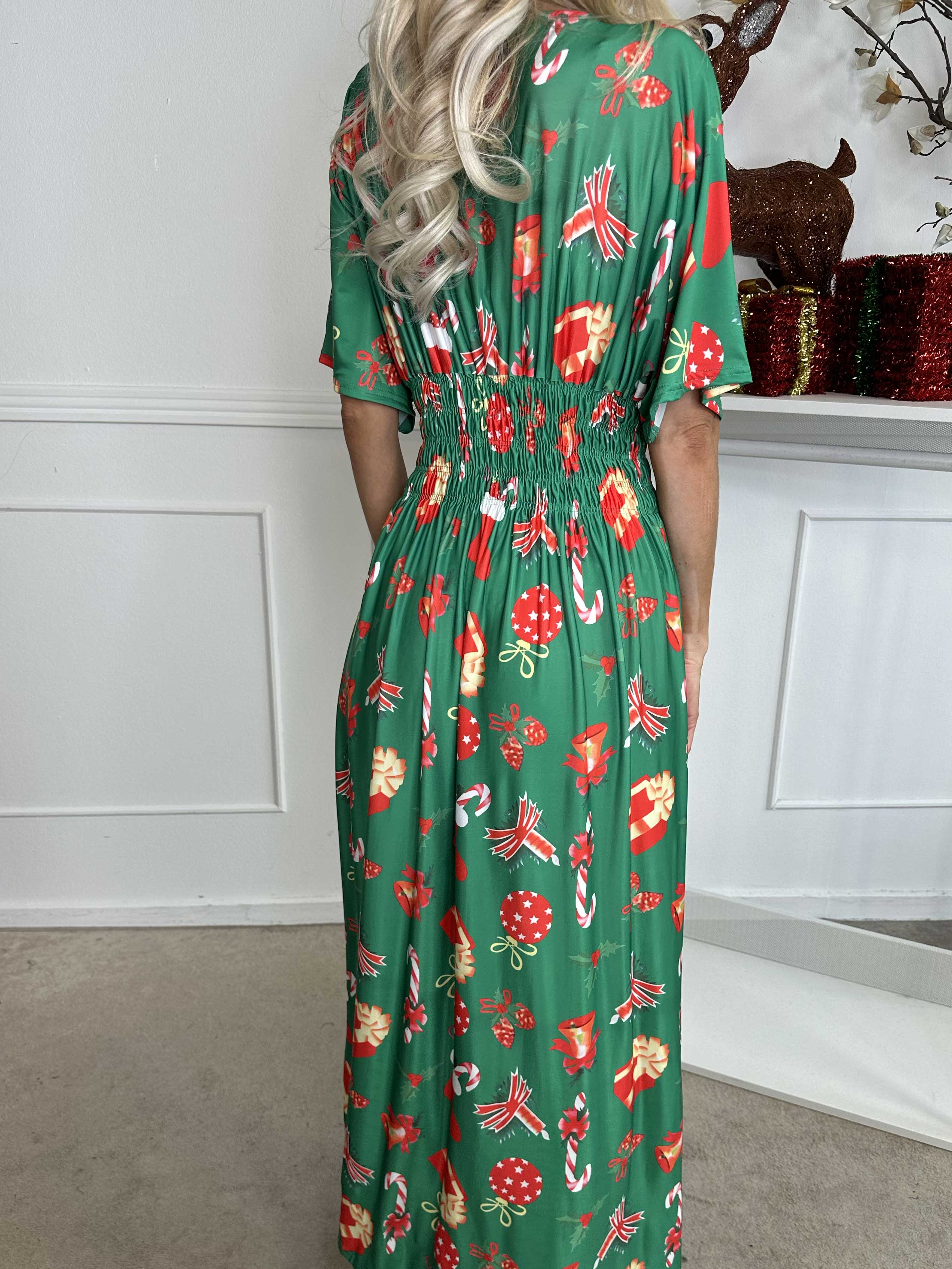 Pams Holiday - Lång klänning med resår och julmotiv